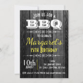 白黒ウッドBBQバースデーパーティー招待状 招待状 (正面)