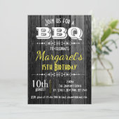 白黒ウッドBBQバースデーパーティー招待状 招待状 (スタンド正面)