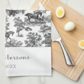 白黒ウマエレガントントイルファームハ素朴ウス キッチンタオル (四つ折り)