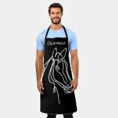 白黒ウマキッチンBBQエプロン エプロン (着用した状態)