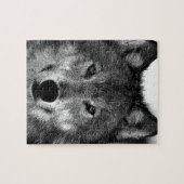 白黒ウルフのアートワーク ジグソーパズル (横)