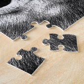 白黒ウルフのアートワーク ジグソーパズル (側面)