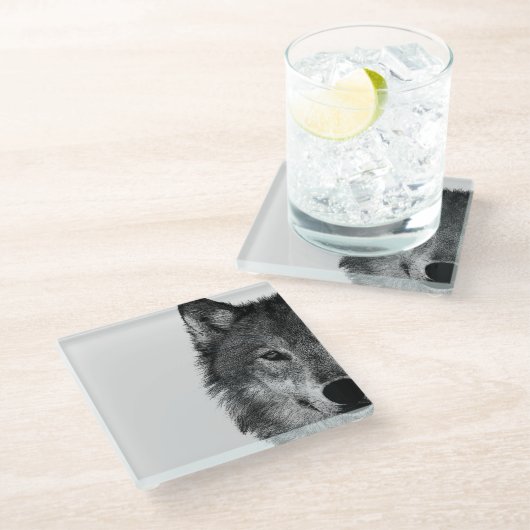 白黒ウルフアイアートワーク ガラスコースター (アングル)
