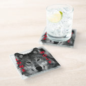 白黒ウルフアイアートワーク ガラスコースター (アングル)