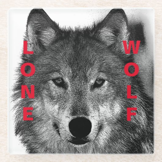 白黒ウルフアイアートワーク ガラスコースター (正面)