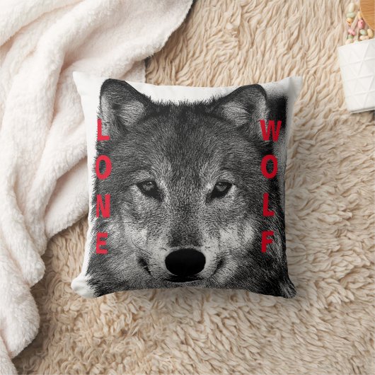 白黒ウルフアイアートワーク クッション (ブランケット)