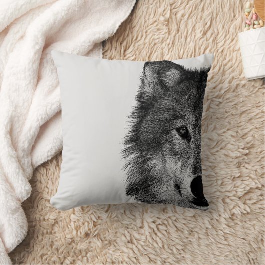 白黒ウルフアイアートワーク クッション (ブランケット)