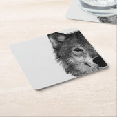 白黒ウルフアイアートワーク スクエアペーパーコースター (アングル)