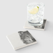 白黒ウルフアイアートワーク ストーンコースター (横)