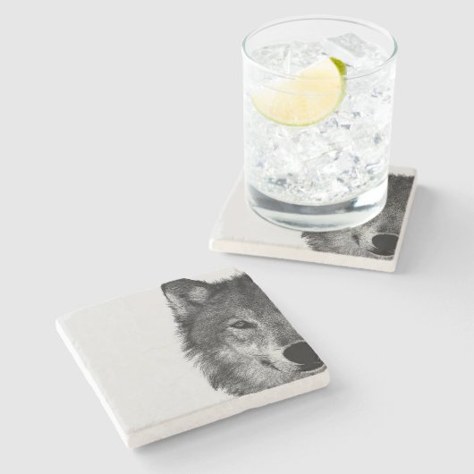 白黒ウルフアイアートワーク ストーンコースター (横)
