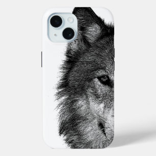 白黒ウルフアイアートワーク iPhone 15ケース