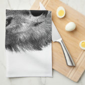 白黒ウルフアートワーク キッチンタオル (四つ折り)