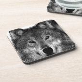 白黒ウルフアートワーク コースター (左側)
