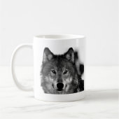 白黒ウルフアートワーク コーヒーマグカップ (左)