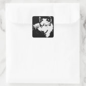 白黒ウルフアートワーク スクエアシール (バッグ)