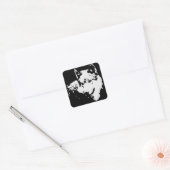 白黒ウルフアートワーク スクエアシール (封筒)