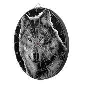 白黒ウルフアートワーク ダーツボード (正面右)