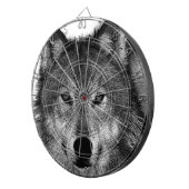 白黒ウルフアートワーク ダーツボード (正面右)