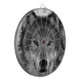 白黒ウルフアートワーク ダーツボード (正面左)