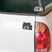 白黒ウルフアートワーク バンパーステッカー (トラック上)