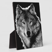 白黒ウルフアートワーク フォトプラーク (側面)