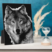 白黒ウルフアートワーク フォトプラーク (側面)