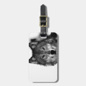 白黒ウルフアートワーク ラゲッジタグ (正面縦)