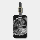 白黒ウルフアートワーク ラゲッジタグ (正面縦)