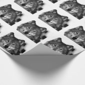 白黒ウルフアートワーク ラッピングペーパー (角)