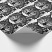 白黒ウルフアートワーク ラッピングペーパー (角)