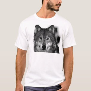 白黒ウルフアートワーク Tシャツ