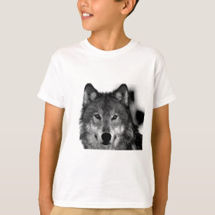 白黒ウルフアートワーク Tシャツ