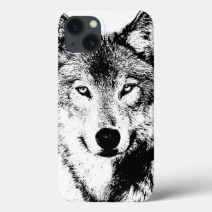 白黒ウルフクリエイティブスタイリッシュ作品 iPhone 13ケース