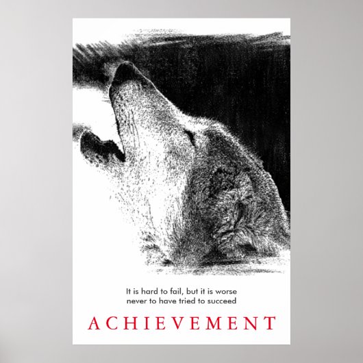 白黒ウルフユニークやる気を起こさせる ポスター (正面)