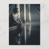 白黒ウーマンアットザブリッジダブルエクスポージャー ポストカード (正面)