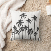 白黒エキゾチックな熱帯ヤシの木 クッション (ブランケット)