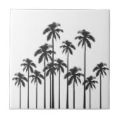 白黒エキゾチックな熱帯ヤシの木 タイル (正面)