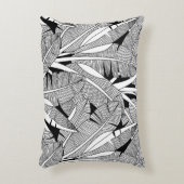 白黒エキゾチックの植物とヤシの植物 アクセントクッション (正面(垂直))