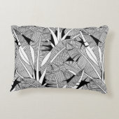 白黒エキゾチックの植物とヤシの植物 アクセントクッション (裏面)