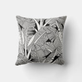 白黒エキゾチックの植物とヤシの植物 クッション (裏面)
