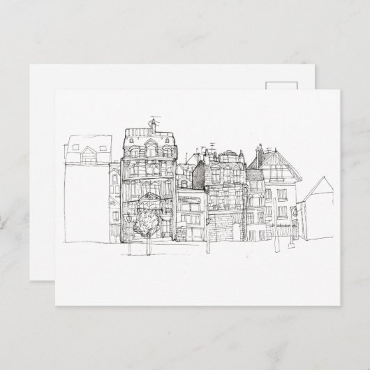 白黒エステティックシティスケッチはがき ポストカード (正面/裏面)