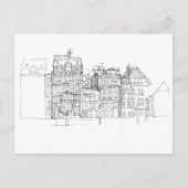 白黒エステティックシティスケッチはがき ポストカード (正面)