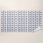 白黒エスニックマーク ビーチタオル (正面)