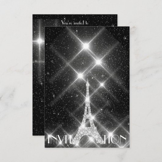白黒エッフェルタワーパリディモンドクリスタルG 招待状 (正面/裏面)