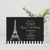 白黒エッフェルタワーパリパーティの招待状 招待状 (スタンド正面)