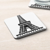 白黒エッフェルタワーパリフランスアートアートワーク コースター (左側)