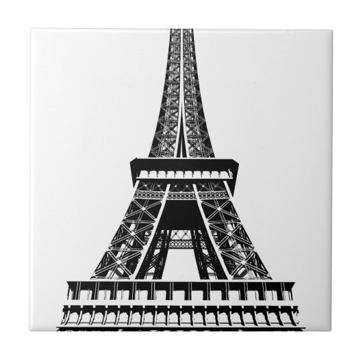白黒エッフェルタワーパリフランスアートアートワーク タイル (正面)