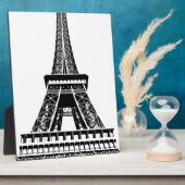 白黒エッフェルタワーパリフランスアートアートワーク フォトプラーク (側面)