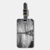 白黒エッフェルタワーパリフランス ラゲッジタグ (正面縦)