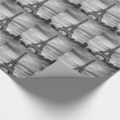 白黒エッフェルタワーパリフランス ラッピングペーパー (角)